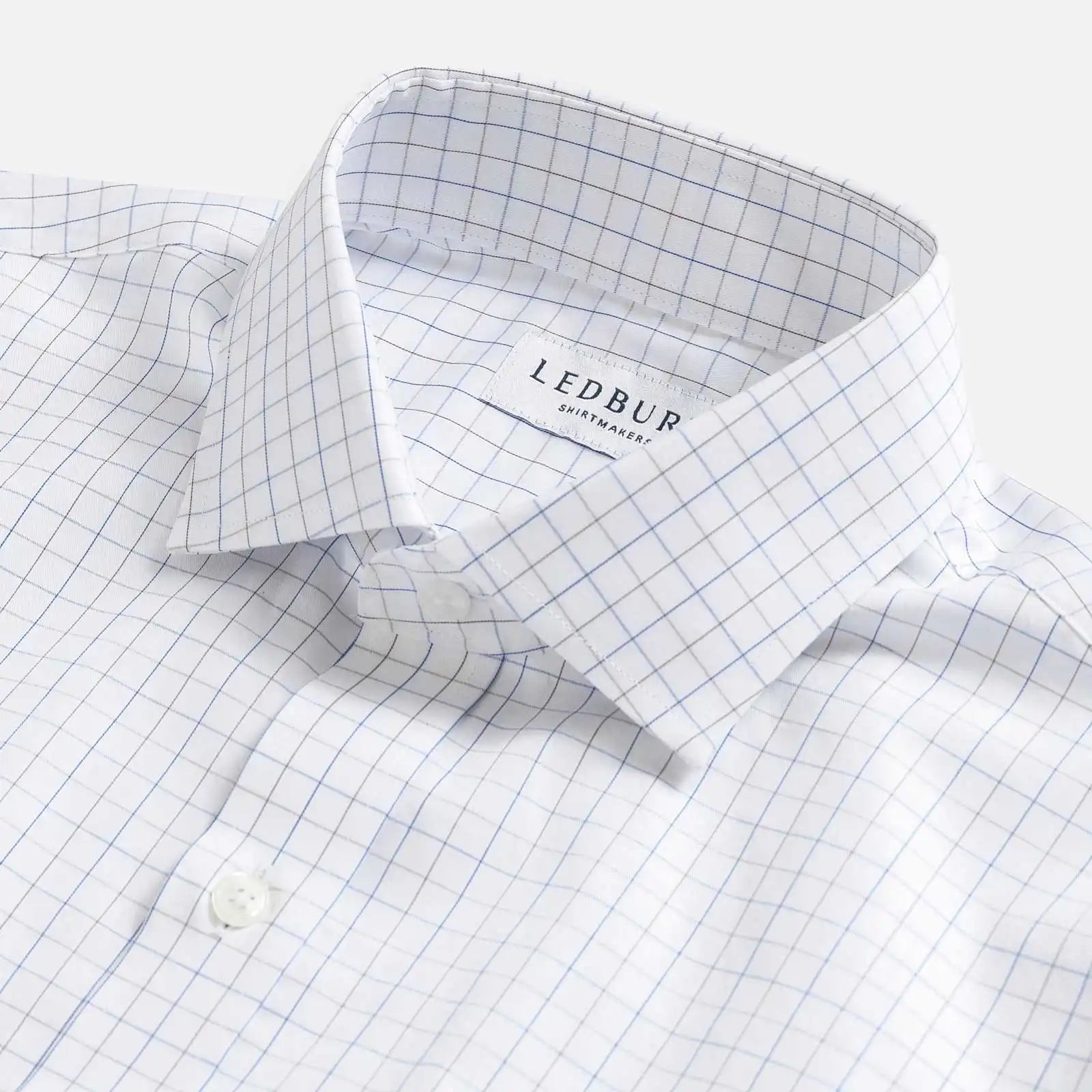 The Blue Sadler Windowpane Twill Custom Shirt Custom Dress Shirt- Ledbury