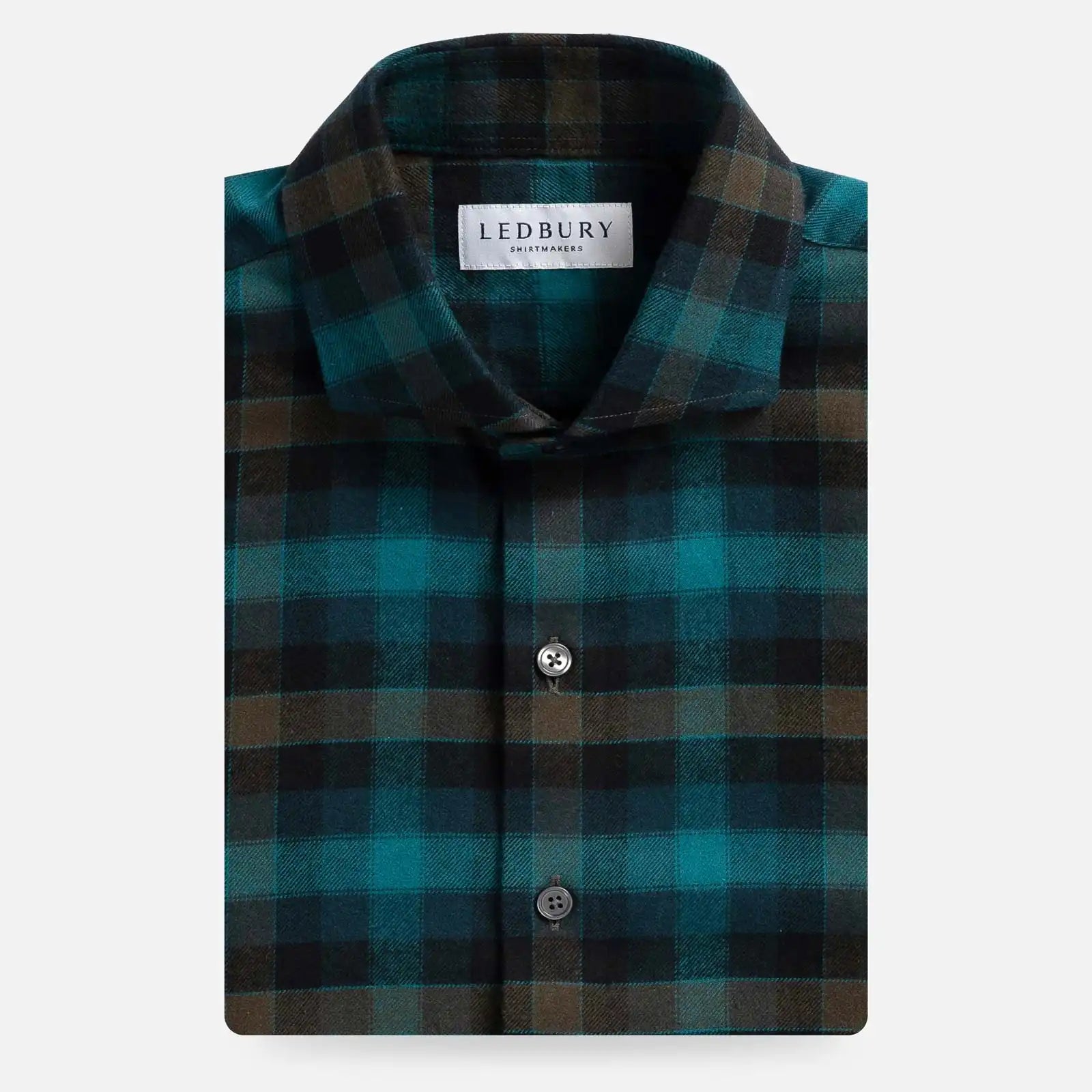 The Dark Teal Wharton Flannel Custom Shirt Custom Casual Shirt- Ledbury