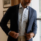 The Light Blue Albini Burrell Twill Check Custom Shirt Custom Dress Shirt- Ledbury