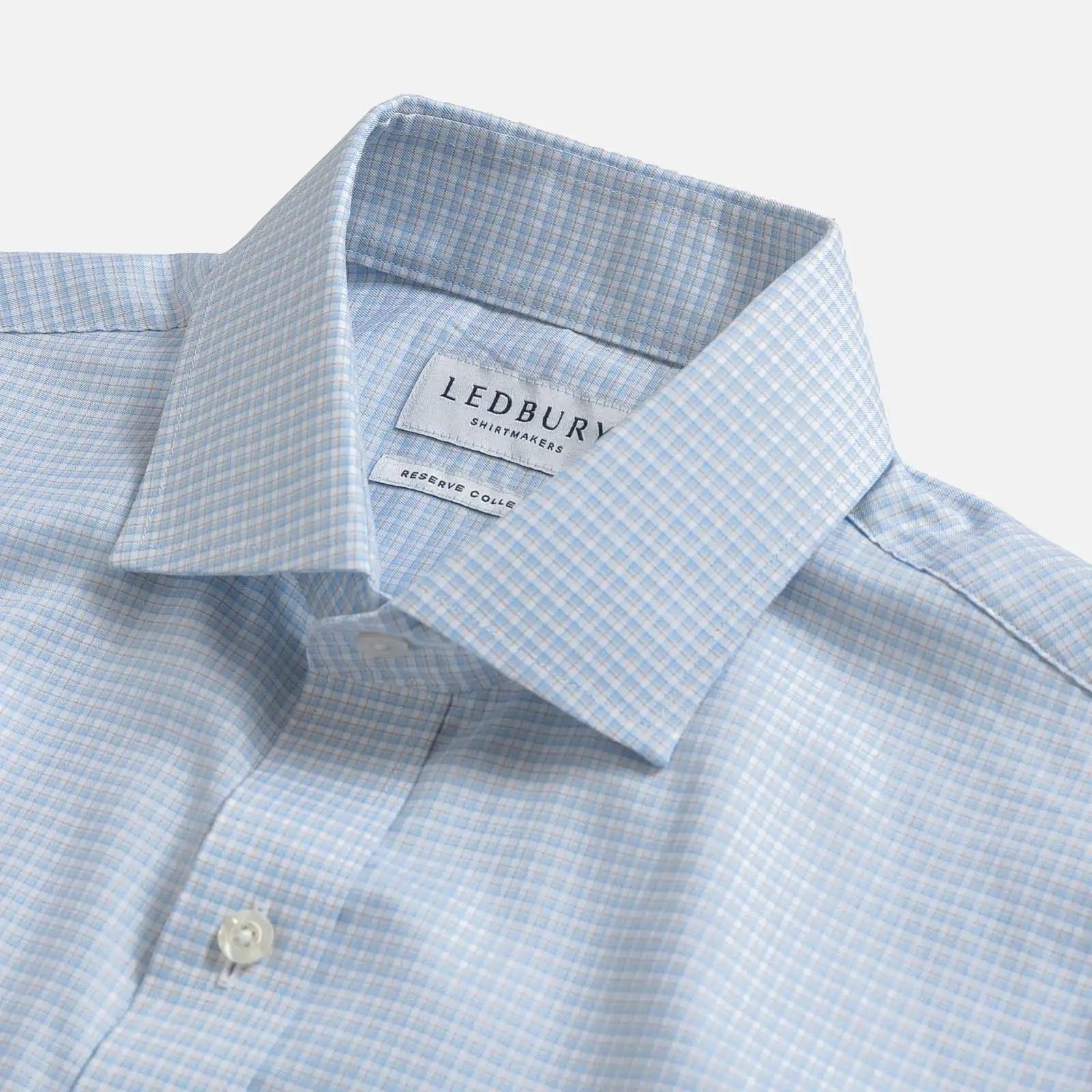 The Light Blue Albini Burrell Twill Check Custom Shirt Custom Dress Shirt- Ledbury