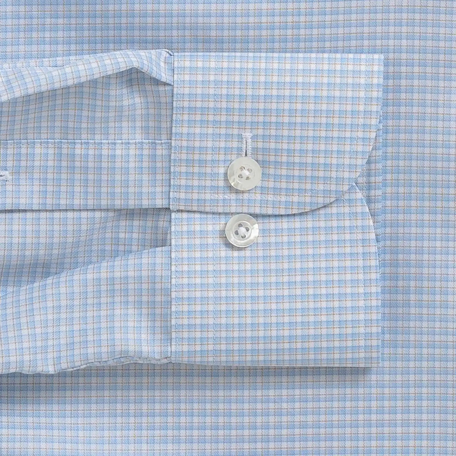 The Light Blue Albini Burrell Twill Check Custom Shirt Custom Dress Shirt- Ledbury