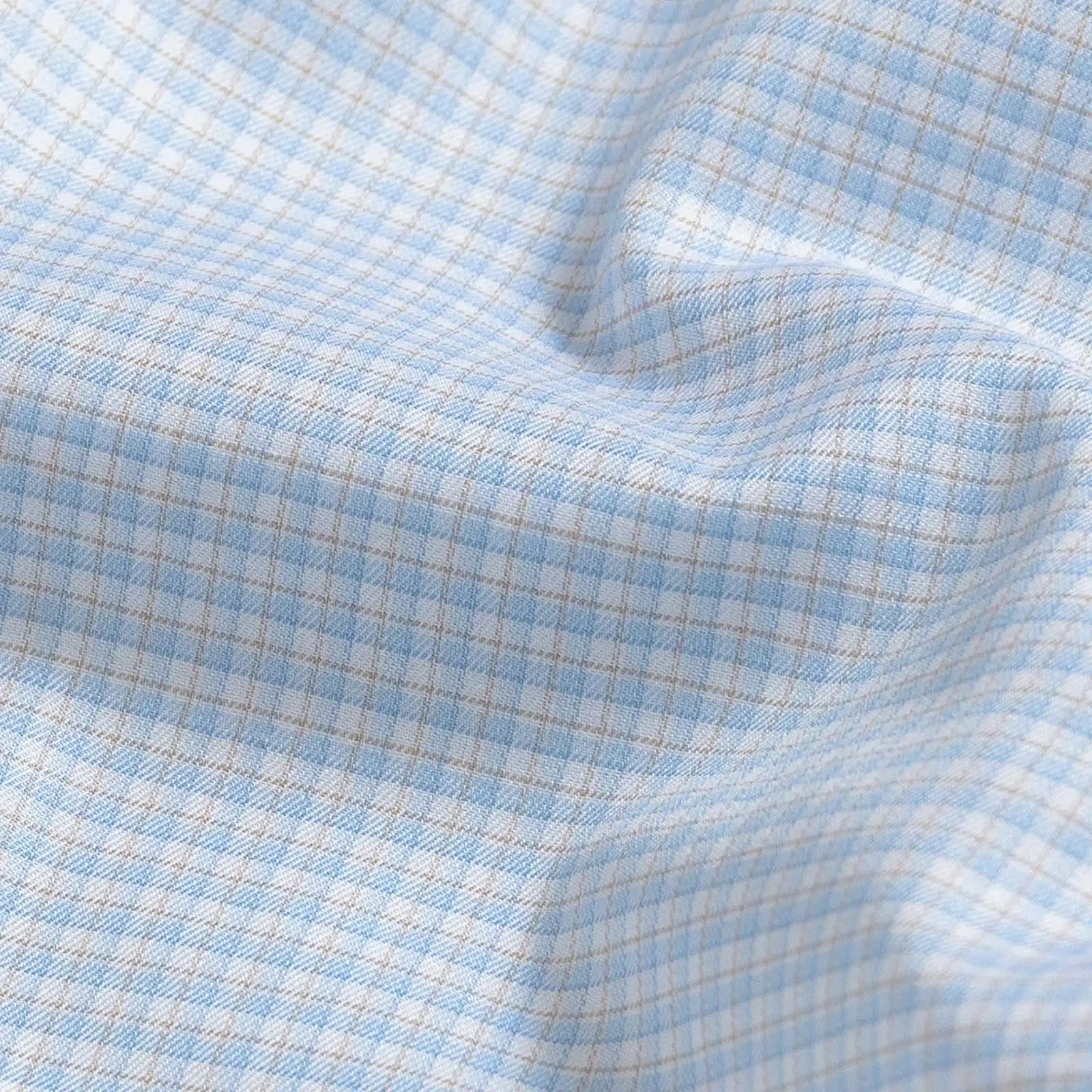 The Light Blue Albini Burrell Twill Check Custom Shirt Custom Dress Shirt- Ledbury