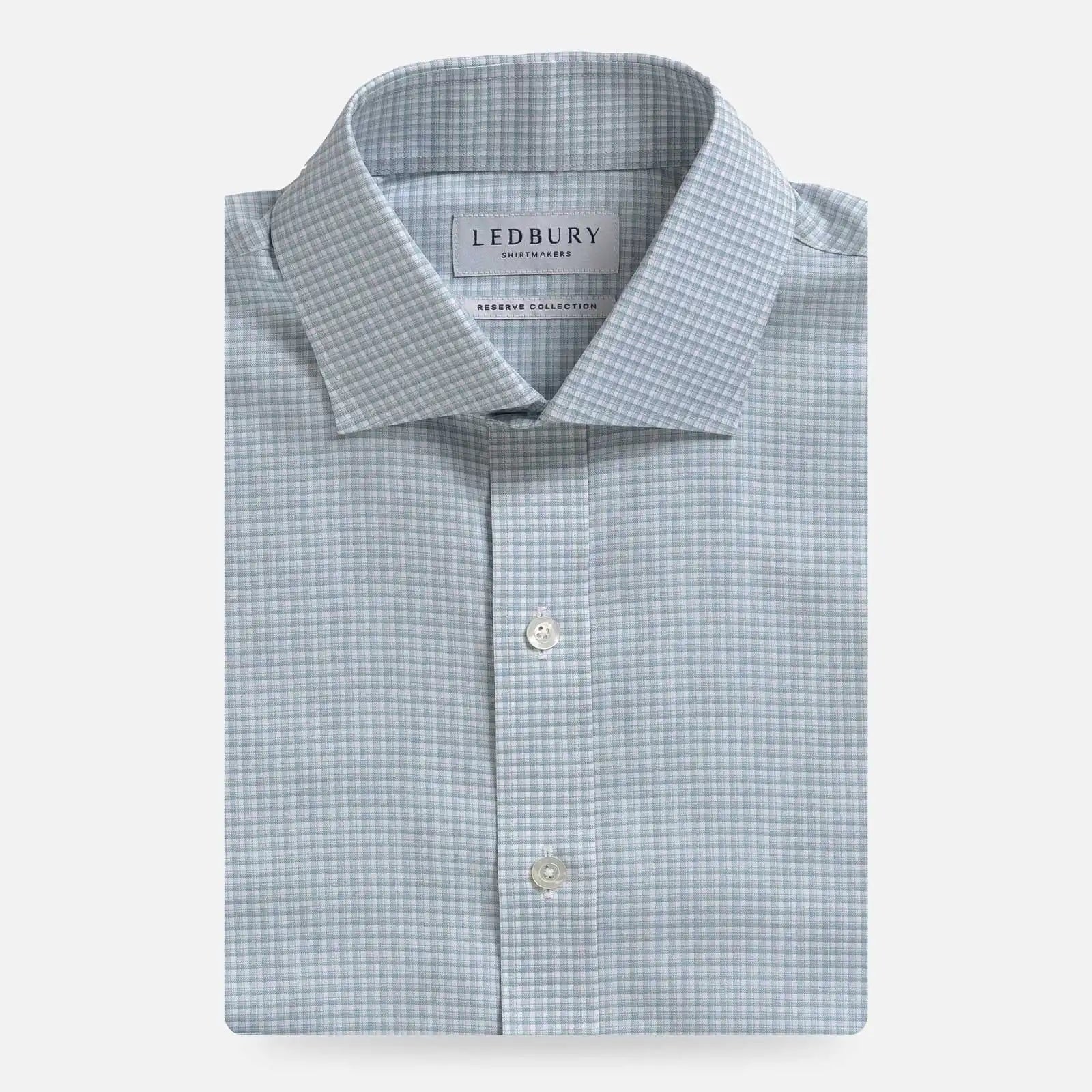 The Light Sage Albini Burrell Twill Check Custom Shirt Custom Dress Shirt- Ledbury