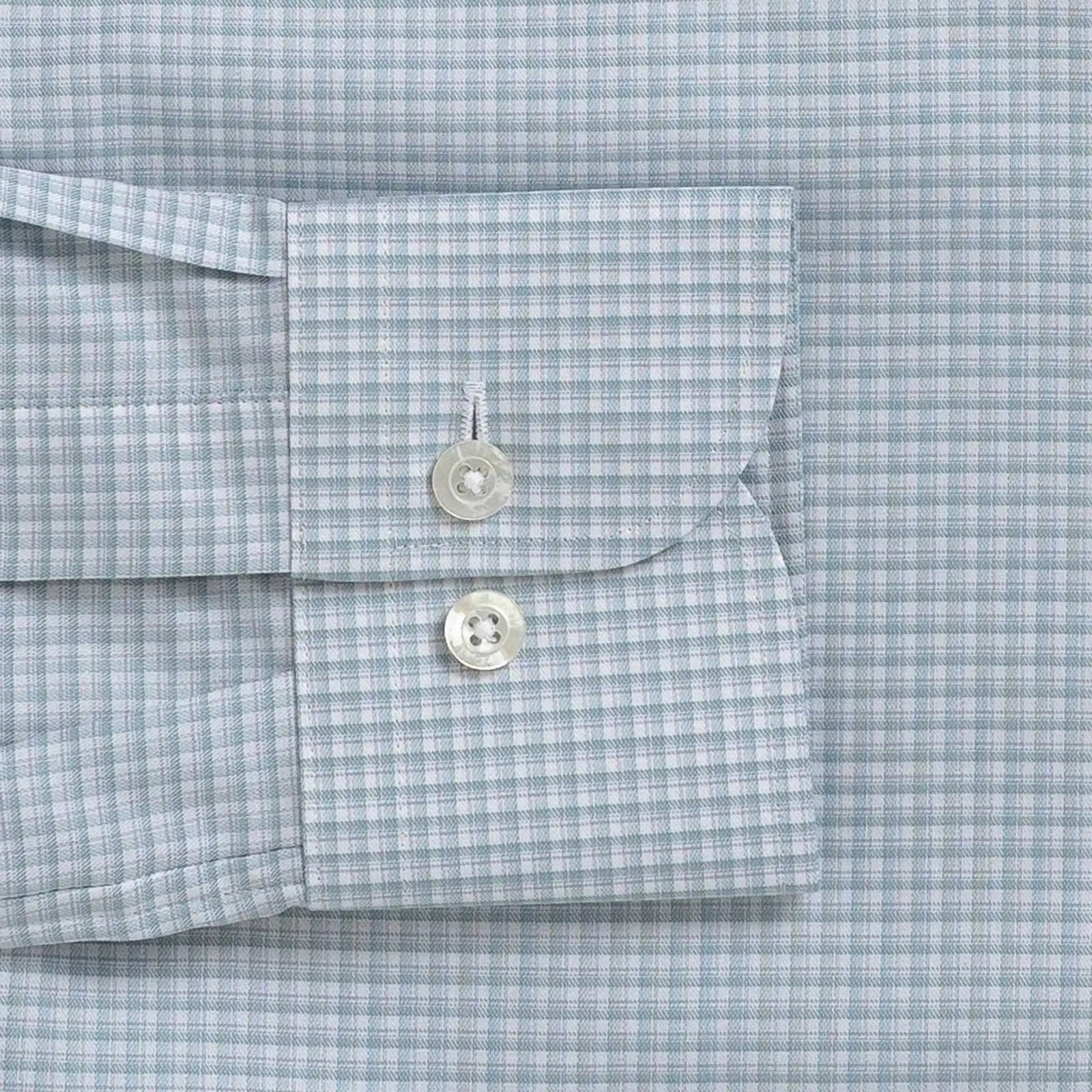 The Light Sage Albini Burrell Twill Check Custom Shirt Custom Dress Shirt- Ledbury