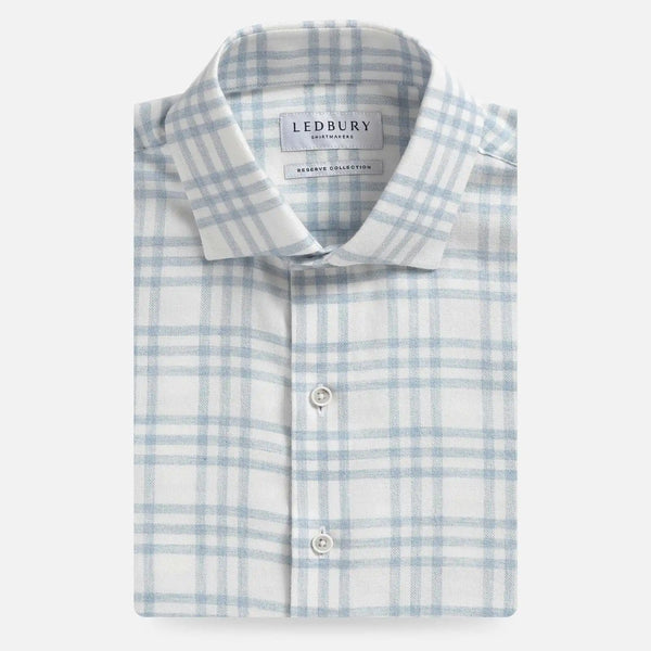 Soft blue check brushed cotton casual shirt - Ledbury Arcadian midweight fabric