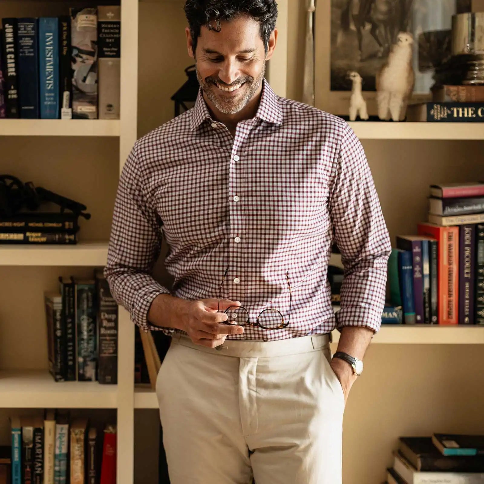 The Red Thomas Mason Britton Twill Check Custom Shirt Custom Dress Shirt- Ledbury