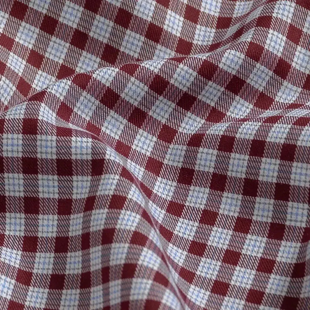 The Red Thomas Mason Britton Twill Check Custom Shirt Custom Dress Shirt- Ledbury