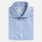 The Light Blue Thomas Mason Britton Twill Gingham Custom Shirt Custom Dress Shirt- Ledbury
