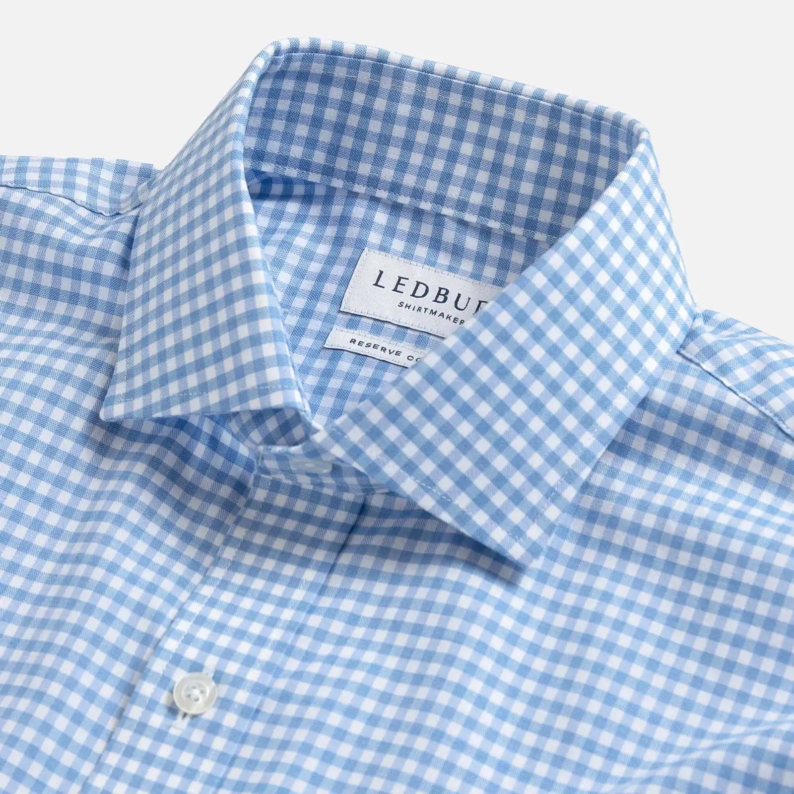 The Light Blue Thomas Mason Britton Twill Gingham Custom Shirt Custom Dress Shirt- Ledbury