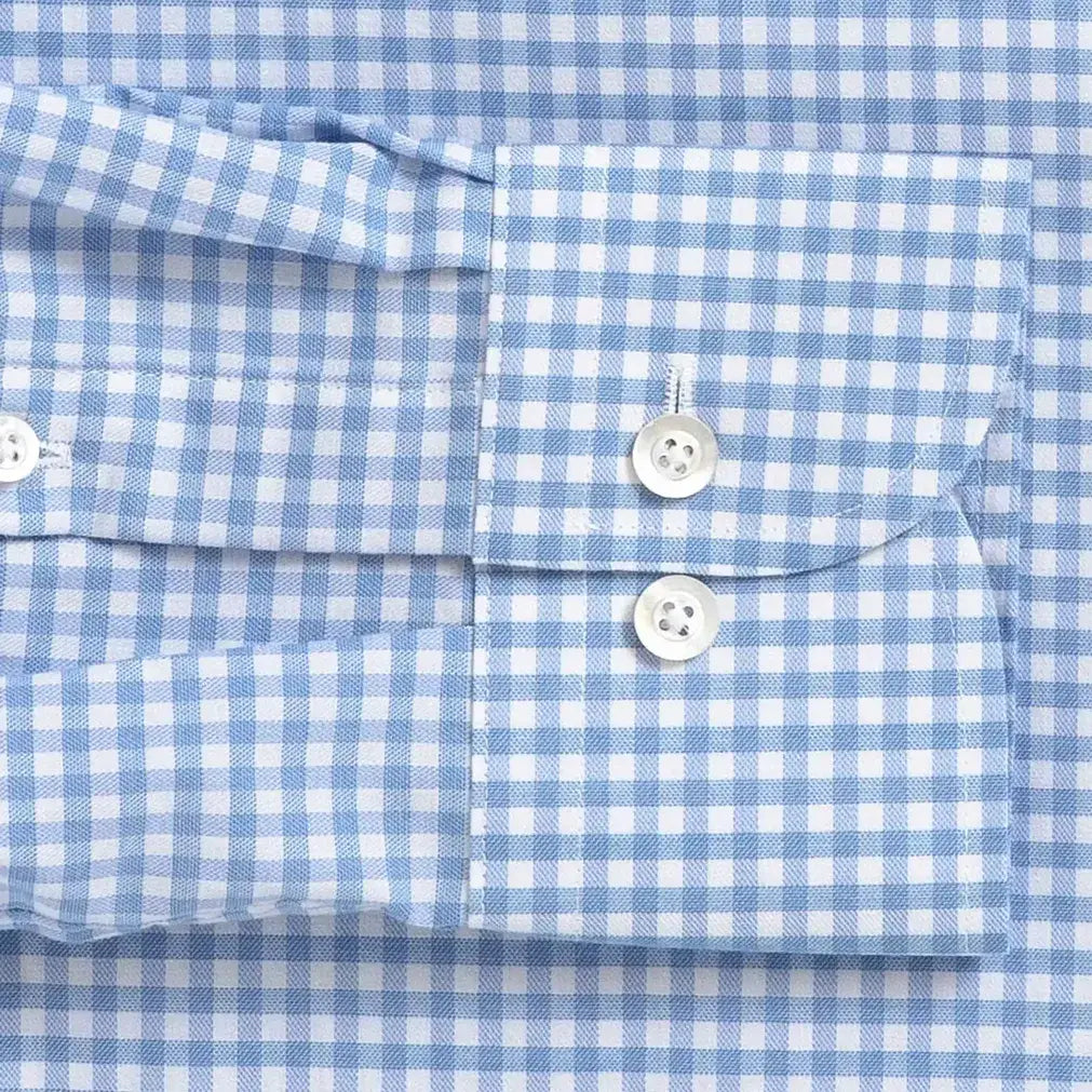 The Light Blue Thomas Mason Britton Twill Gingham Custom Shirt Custom Dress Shirt- Ledbury