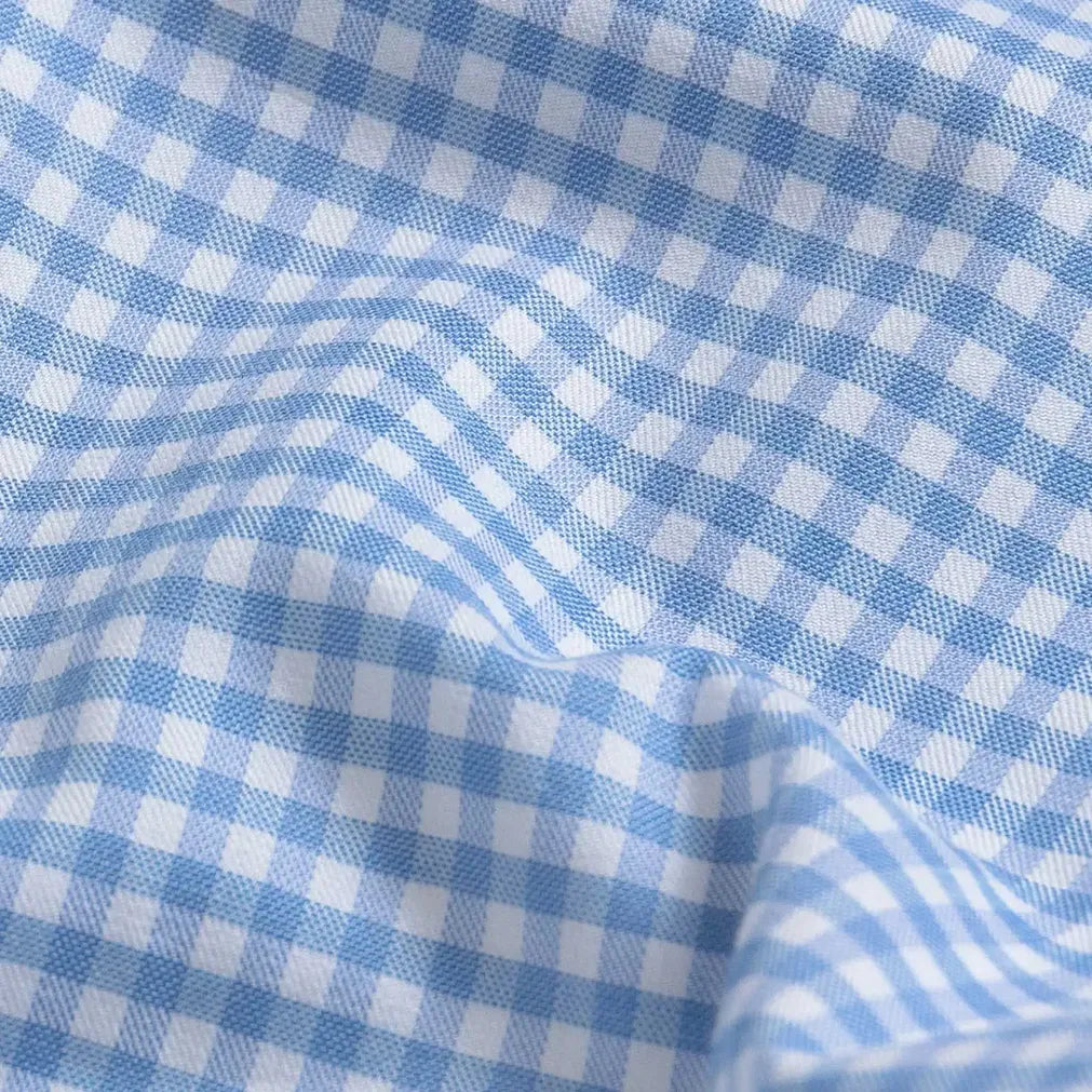 The Light Blue Thomas Mason Britton Twill Gingham Custom Shirt Custom Dress Shirt- Ledbury