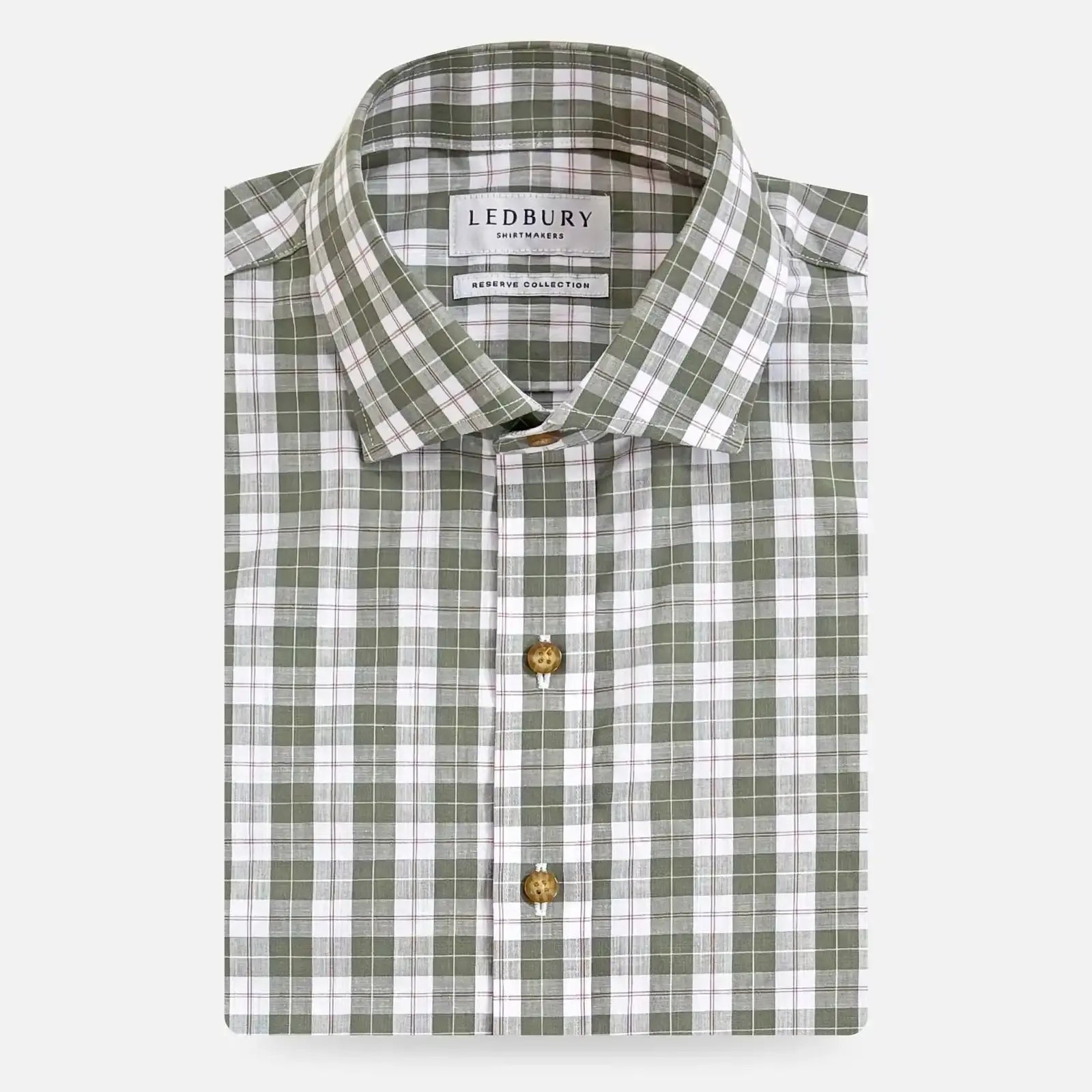 The Soft Olive Albini Erwood Check Custom Shirt Custom Casual Shirt- Ledbury