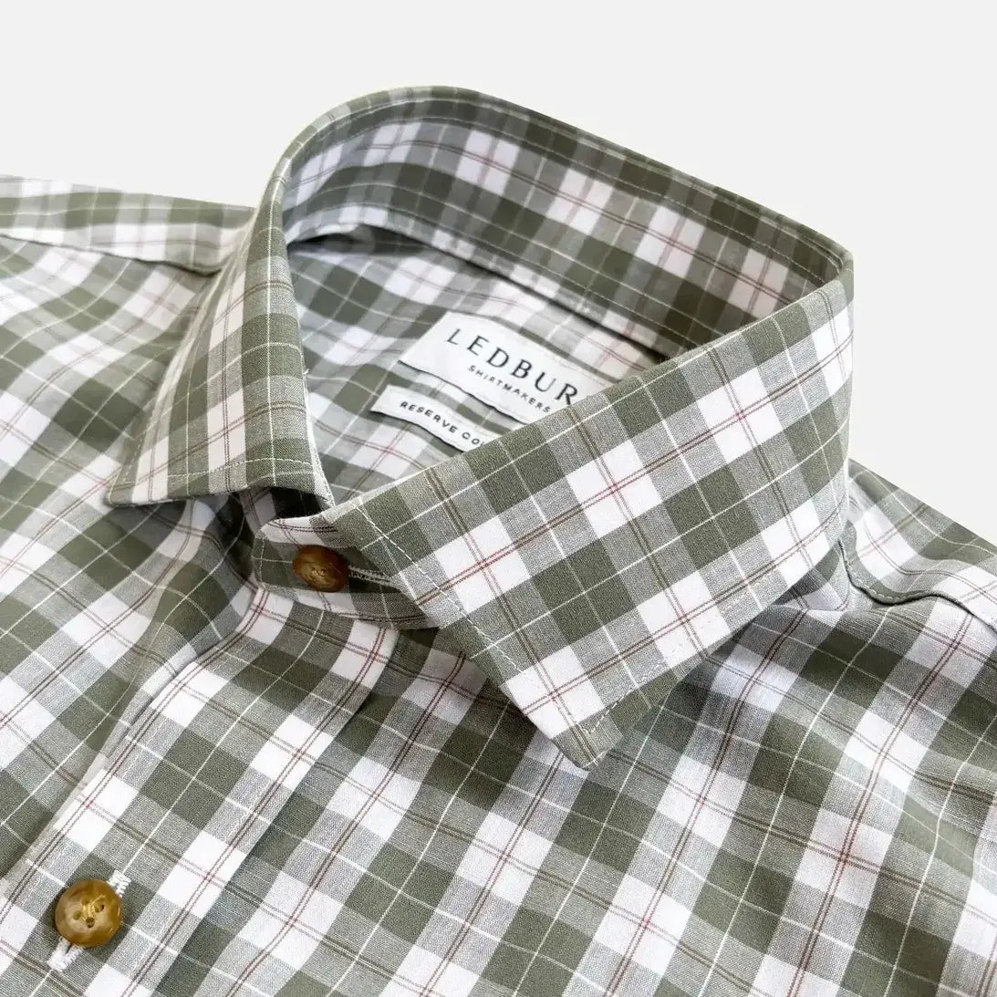 The Soft Olive Albini Erwood Check Custom Shirt Custom Casual Shirt- Ledbury