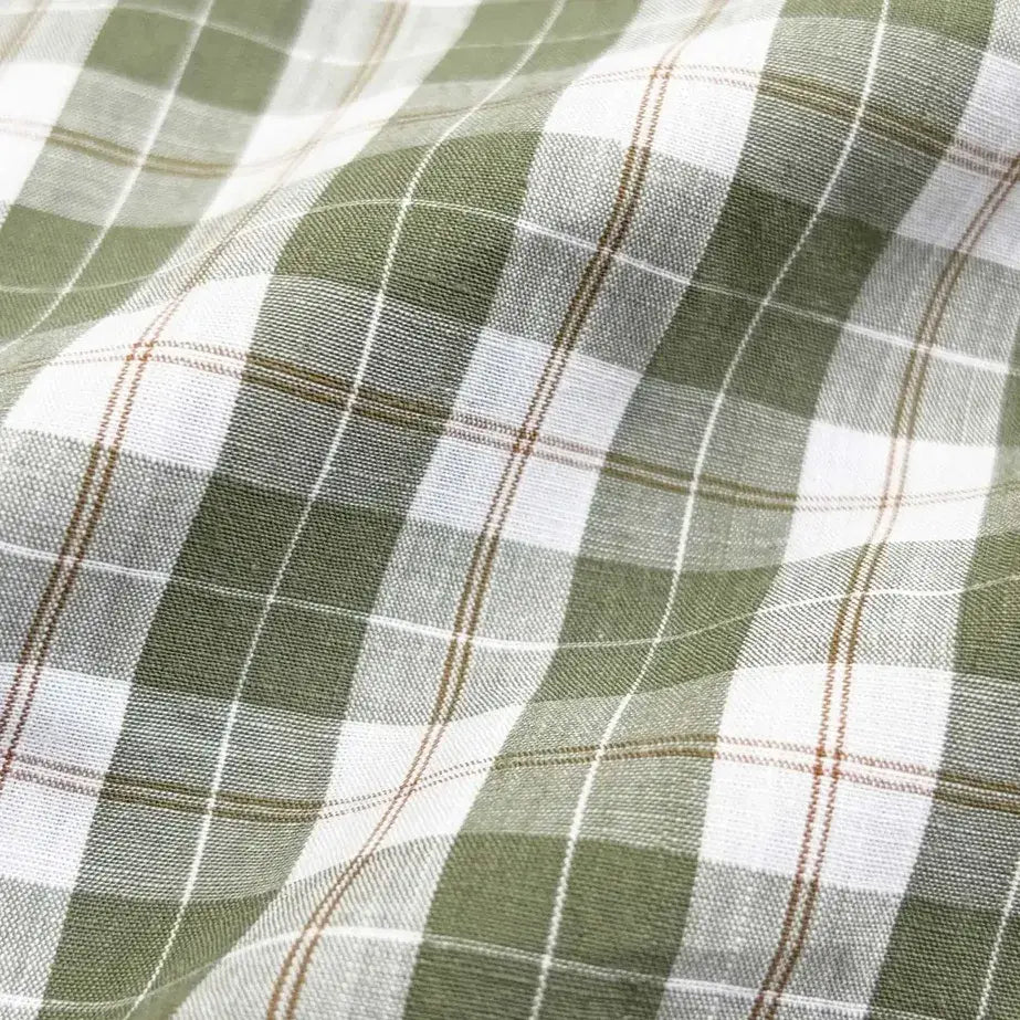 The Soft Olive Albini Erwood Check Custom Shirt Custom Casual Shirt- Ledbury