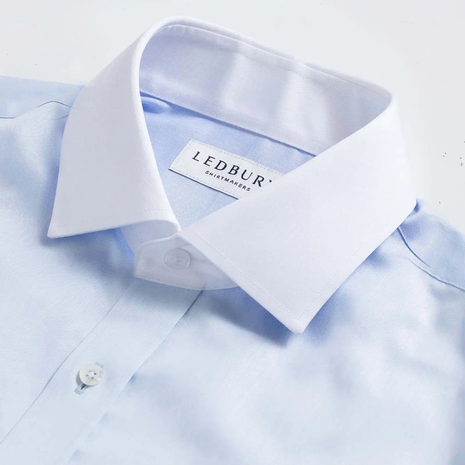 The Light Blue Signature Fine Twill Winchester Collar Custom Shirt Custom Dress Shirt- Ledbury