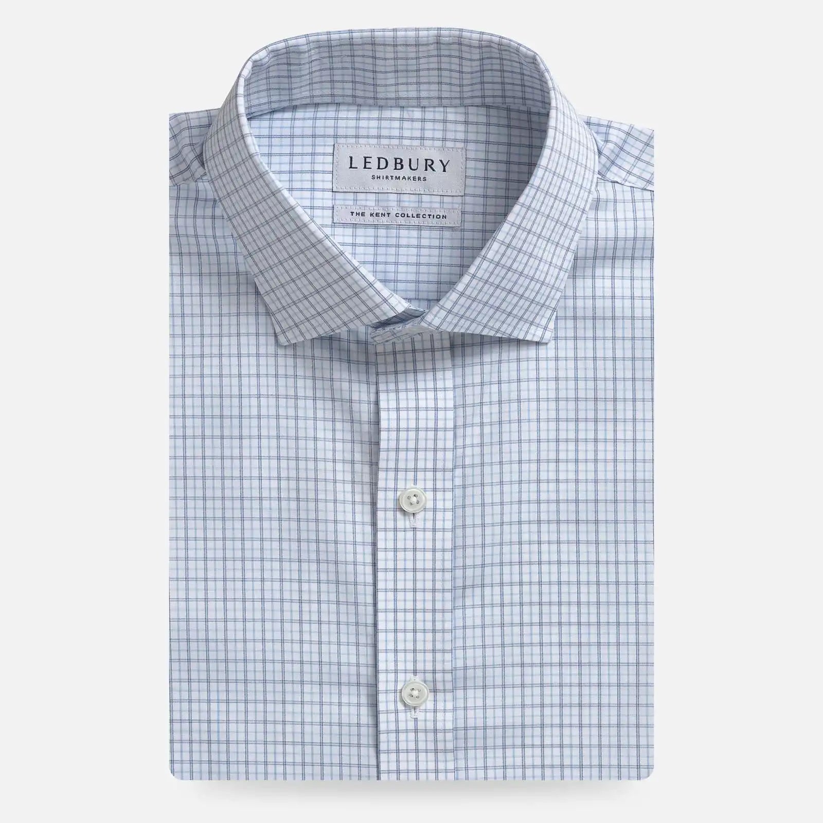 Blue tattersall custom dress shirt – Ledbury Kent fabric custom fit