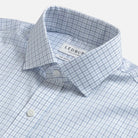 Blue tattersall dress shirt collar detail – Ledbury Kent reinforced collar