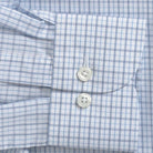 Blue tattersall dress shirt sleeve detail – Ledbury Kent fabric custom fit