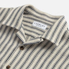 Ledbury Navy Costa Stripe Camp Collar shirt — collar detail