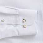 Double button barrel cuff detail | White Cayman cotton linen shirt | Ledbury
