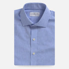 Folded light blue cotton linen custom dress shirt | Cayman | Ledbury
