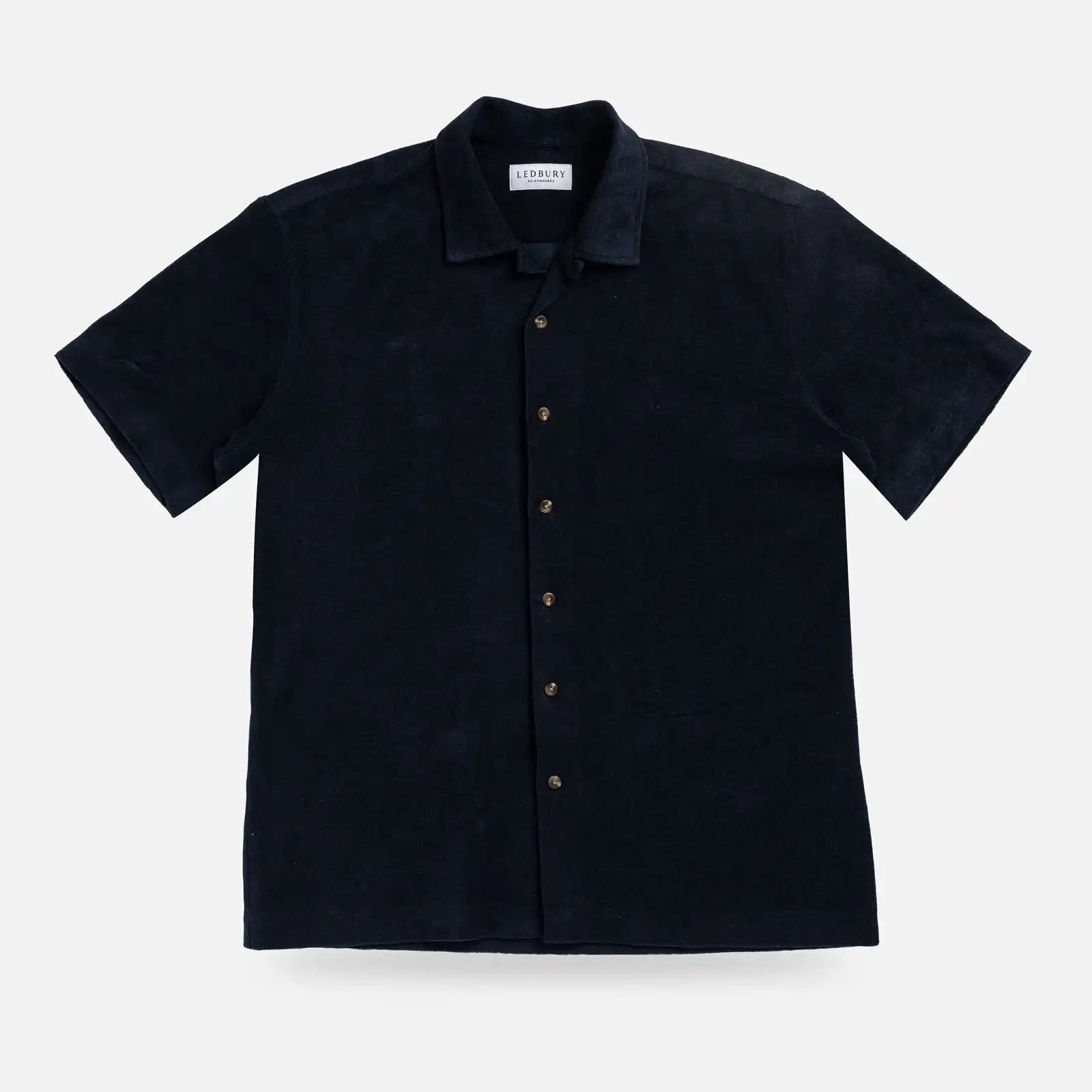 Navy Clancy Terry Cloth Camp Collar shirt - Ledbury men's casual shirt
