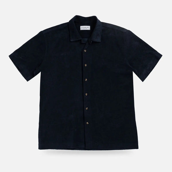 Navy Clancy Terry Cloth Camp Collar shirt - Ledbury men's casual shirt