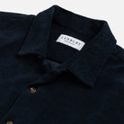 Camp collar detail on the Navy Clancy Terry Cloth shirt - Ledbury