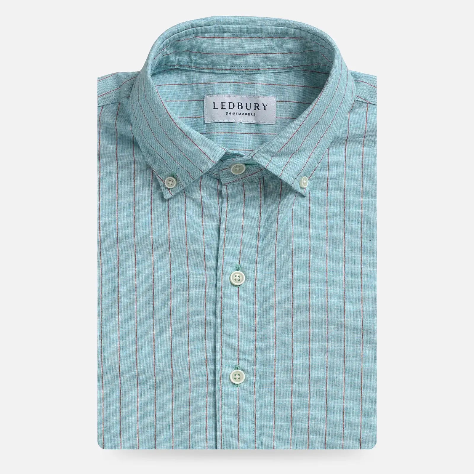 mint green dress shirts The Sea Green Barretto Stripe Cotton Linen Custom Shirt