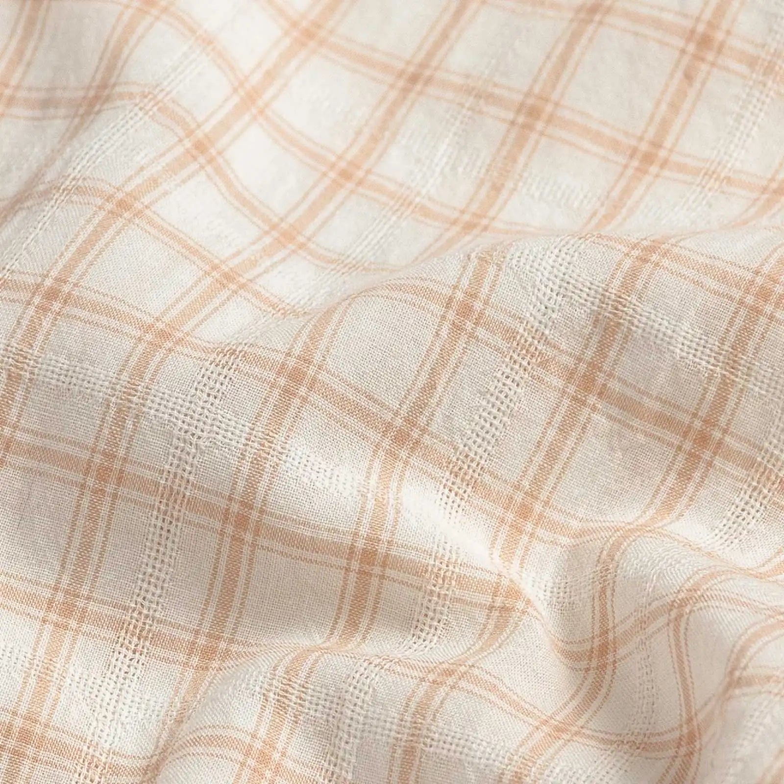 Premium check weave fabric close-up, pale pink, Ledbury