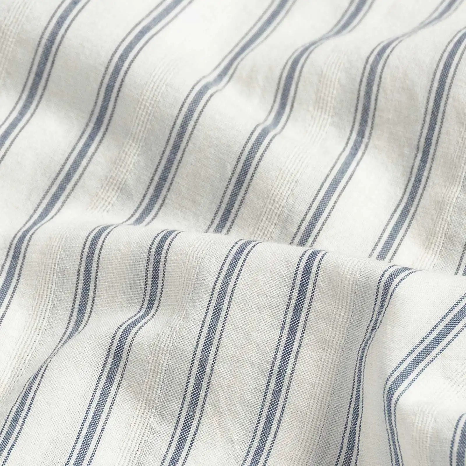 Premium stripe weave fabric close-up, weathered blue, Ledbury