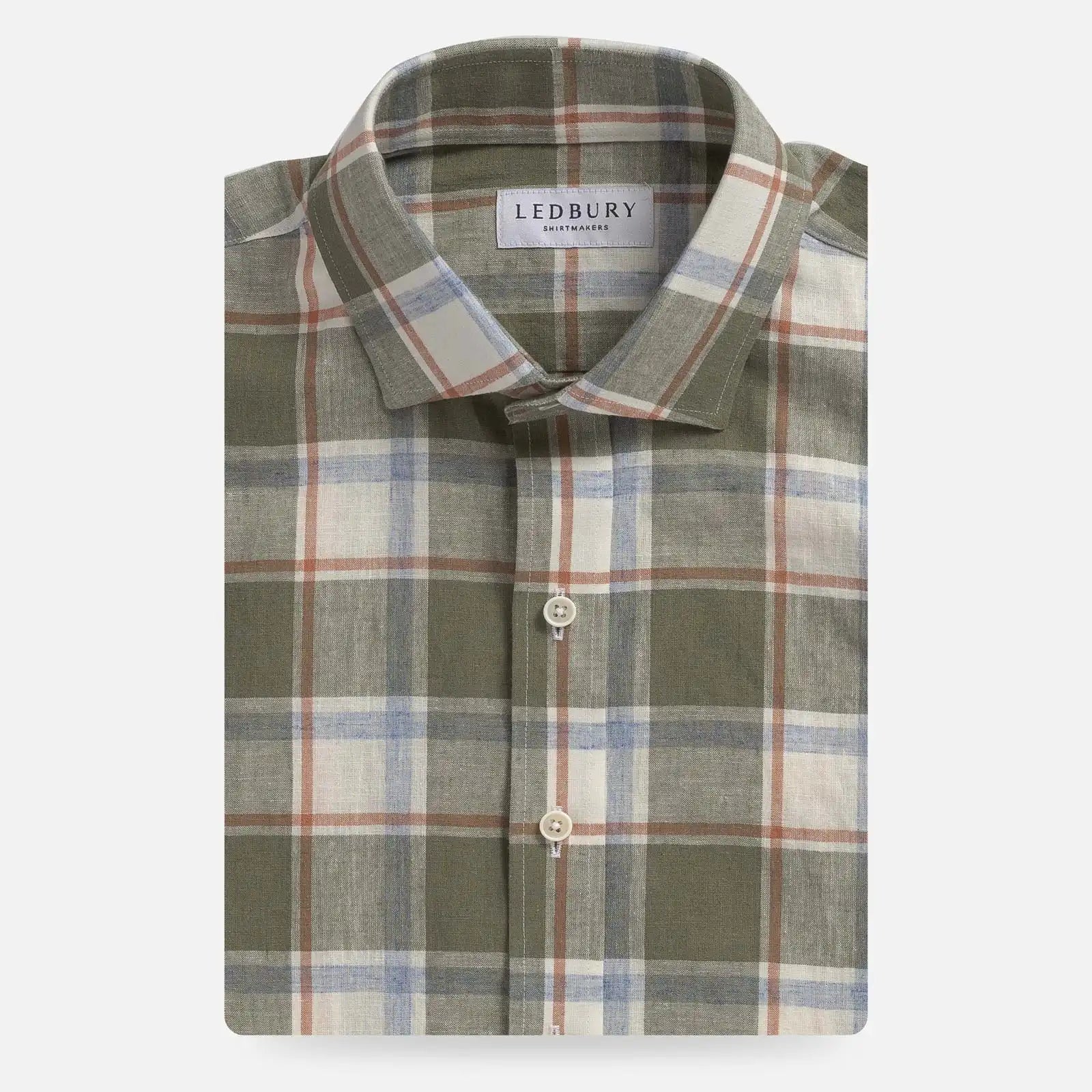 aded Olive Royer cotton linen shirt — men's custom made to order dress shirt by Ledbury