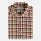 Salmon red plaid custom shirt in Italian Albini fabric - front view