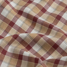 Brick red and beige plaid Albini Calloway plaid fabric close-up