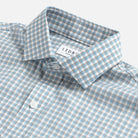 Sky blue Newhall check shirt collar - refined pattern detail and expert construction
