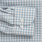 Sky blue Newhall check shirt sleeve detail - customizable lengths for perfect fit