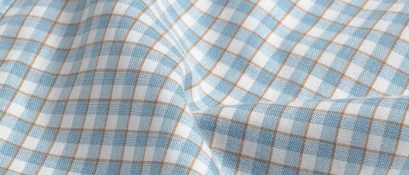 Close-up of blue and white checkered fabric