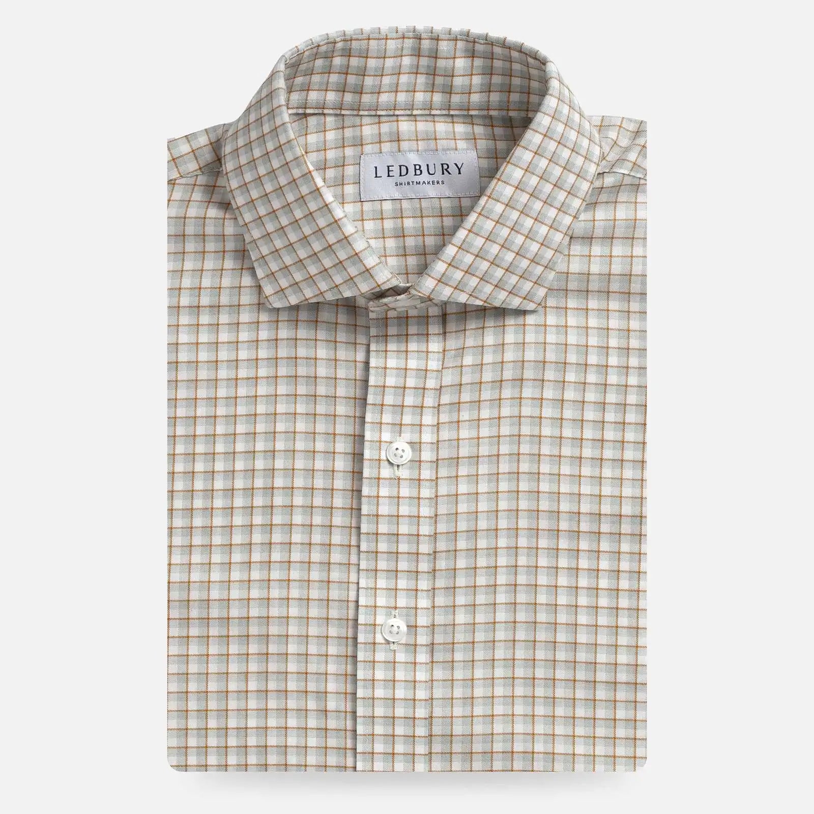 Light sage Newhall check dress shirt - fresh green check pattern with premium fabric