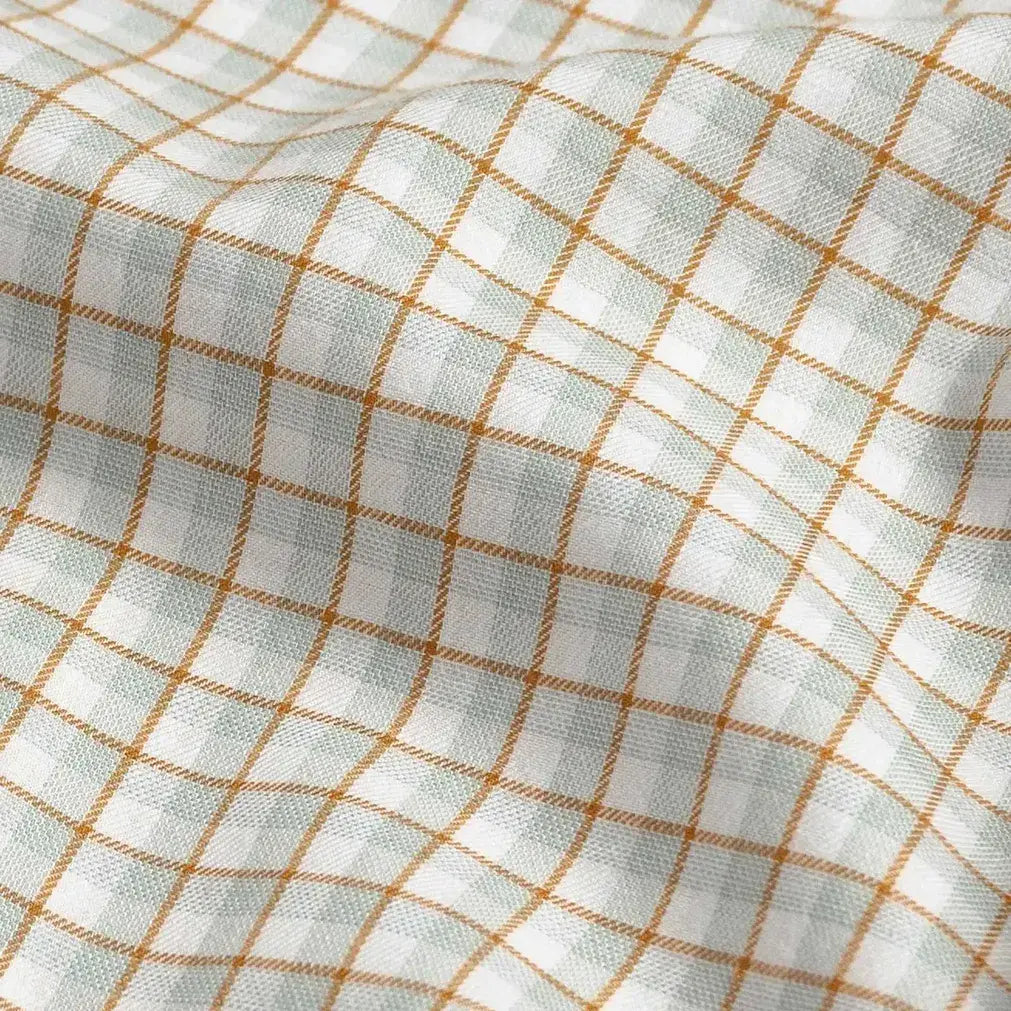 Light sage Newhall check fabric detail - refined weave in soft green tones