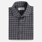 Navy Guilford check houndstooth custom dress shirt flat lay