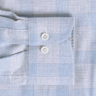 Grey blue Slaton plaid shirt sleeve - precision construction with adjustable lengths