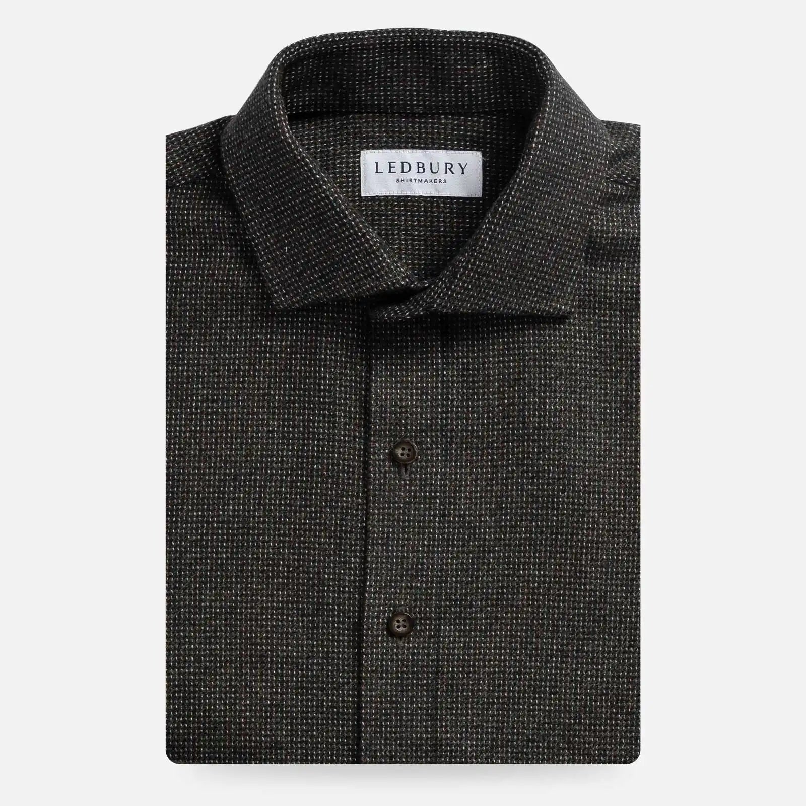 Dark green Delange dobby dress shirt - premium textured fabric in rich forest green
