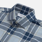 Soft brushed cotton midweight blue flannel collar detail