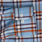 Sky blue Oakhurst flannel shirt sleeve detail - brushed fabric with custom sizing