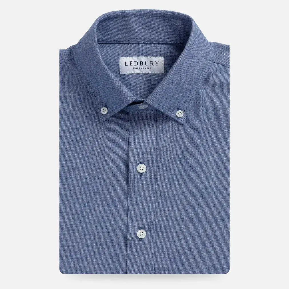folded blue brushed oxford shirt by Ledbury