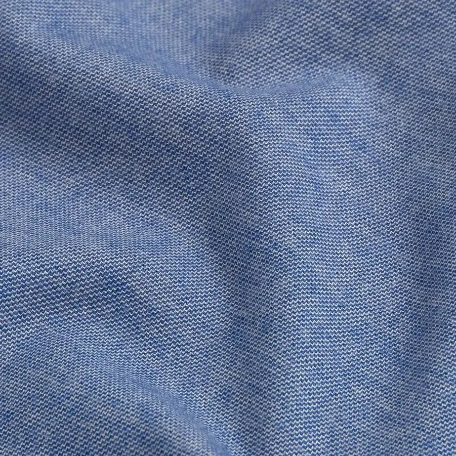 Close-up of blue brushed oxford fabric texture