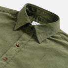 Olive green Benwood corduroy shirt with fine-wale texture