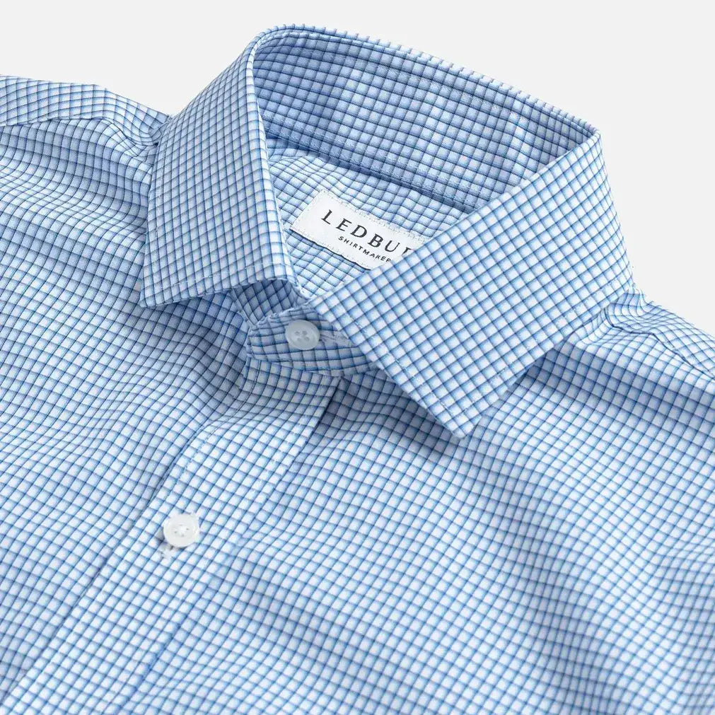 Blue Riford dress shirt with classic check pattern