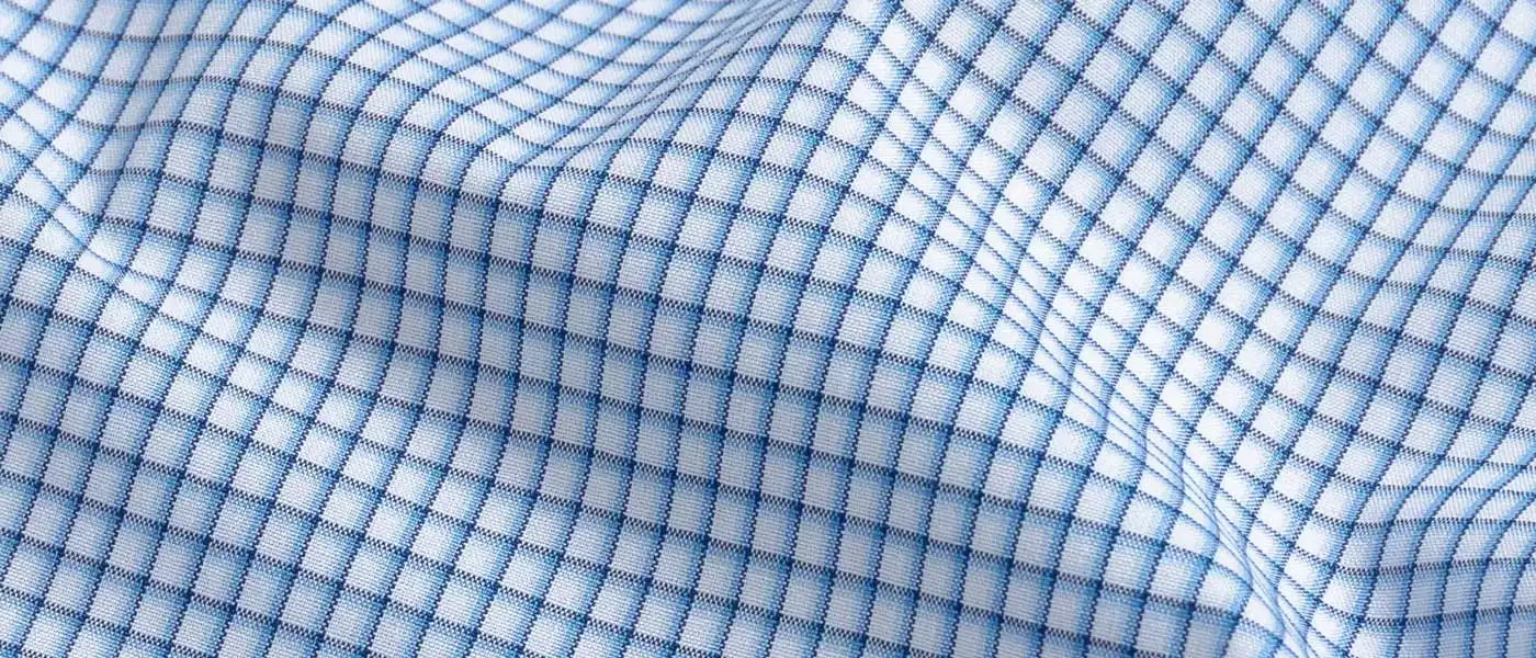Close-up of blue and white checkered fabric