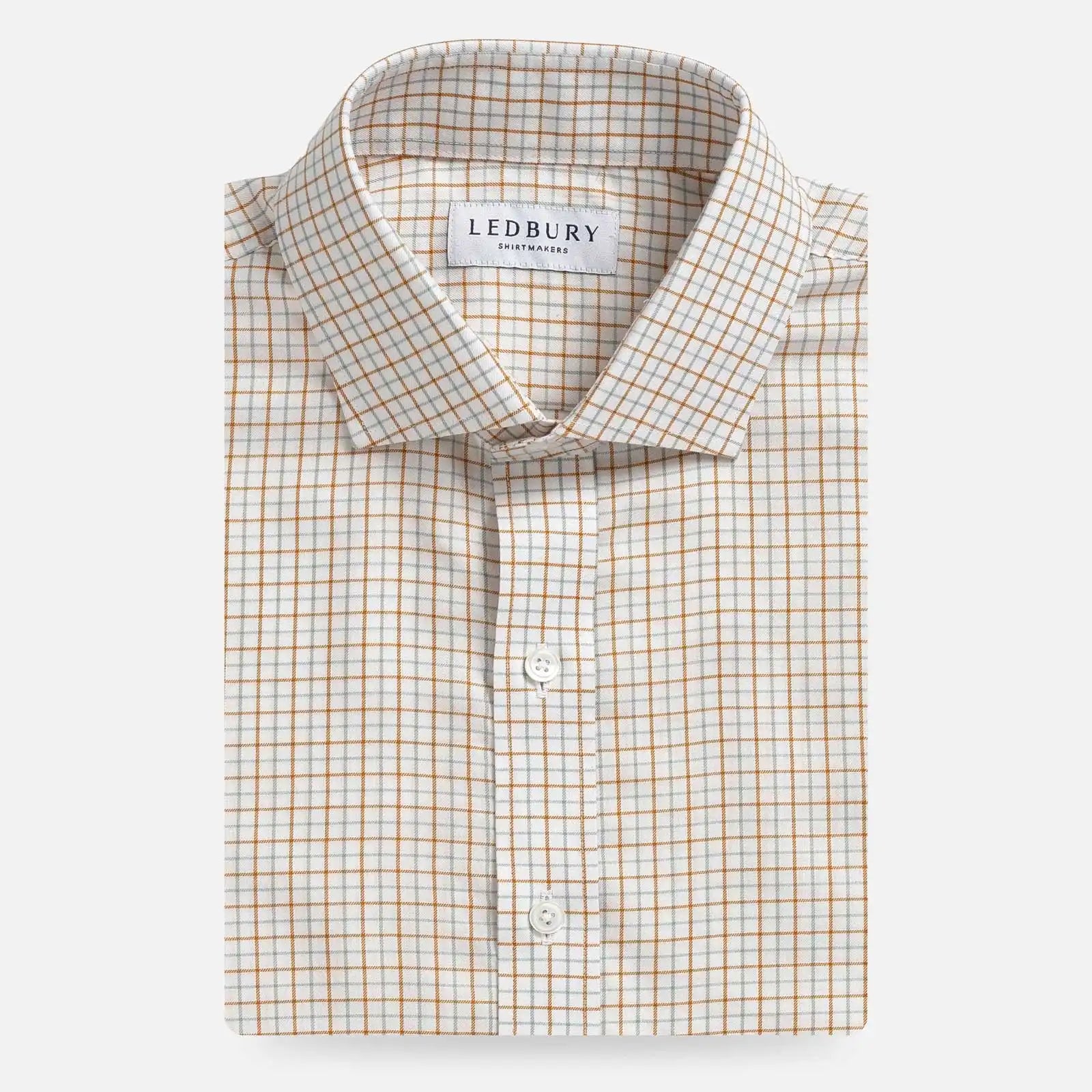 Burnt orange Mabbett check dress shirt - premium men's shirt in warm autumn tones